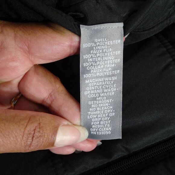 Valerie Stevens Black Gray Puffer Reversible Vest Women Size L Faux Fur Lining - Picture 6 of 9